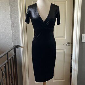 ZARA bodycon stretch black velour dress L